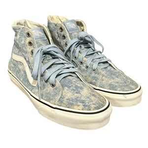 Vans Sk8-Hi Tapered Denim Destroy Canvas Skate Sneakers Blue M7.5 W9 Unisex